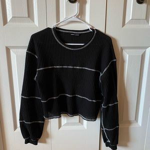 STRIPED WAFFLE KNIT SHEIN TOP